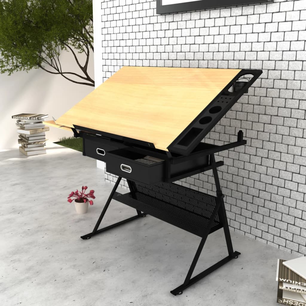 Zeichentisch mit neigbarer Tischplatte 2 Schubladen und Hocker - Premium Architekten- & Zeichentische - Just €242! Shop now at homesales4u