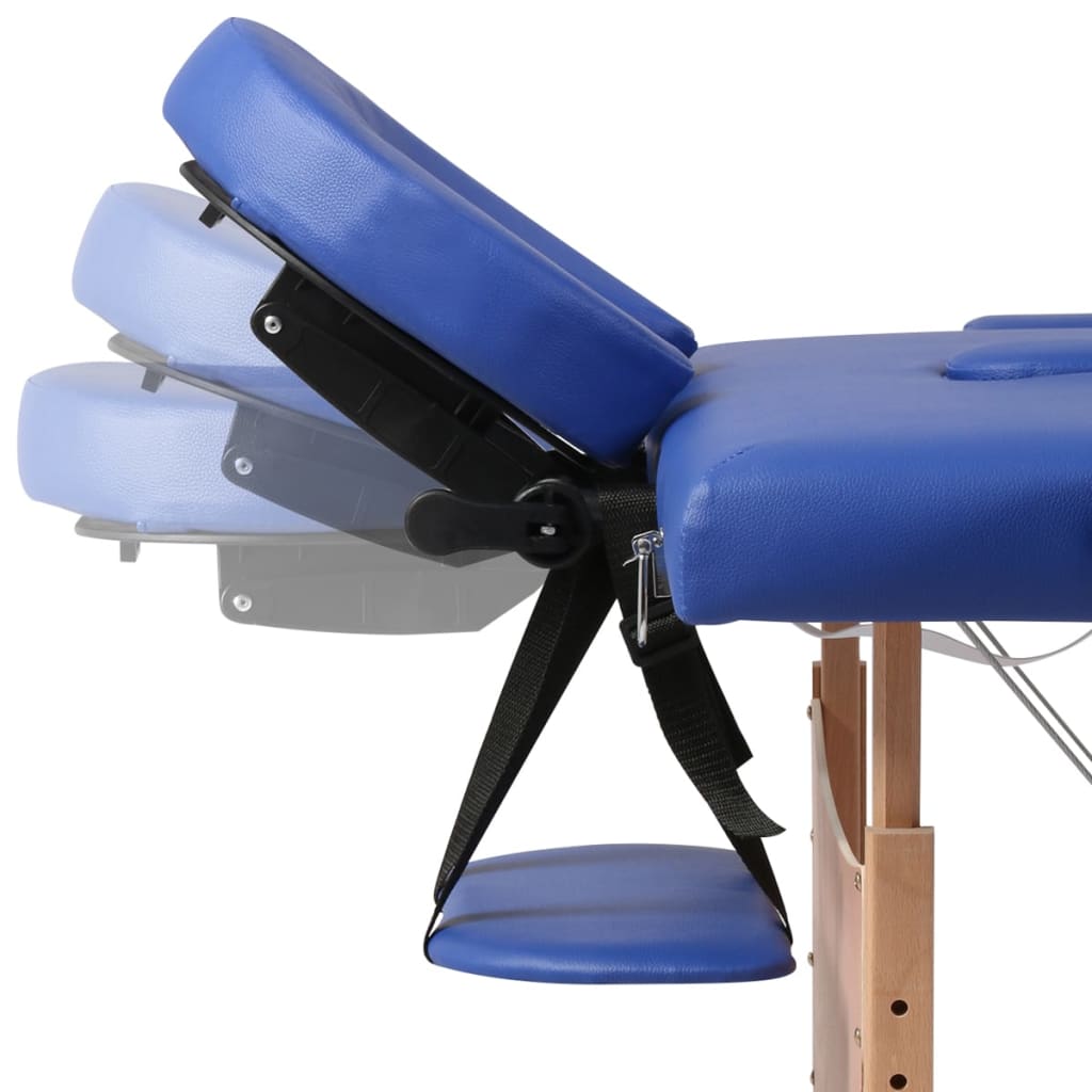 Massageliege Klappbar 2-Zonen mit Holzgestell Blau - Premium Massagetische - Just €204.12! Shop now at homesales4u