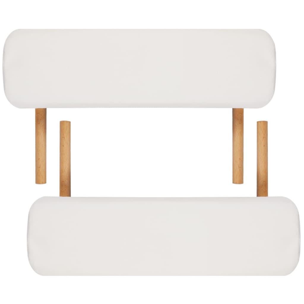 Massageliege Klappbar 3-Zonen mit Holzgestell Cremeweiß - Premium Massagetische - Just €213.92! Shop now at homesales4u