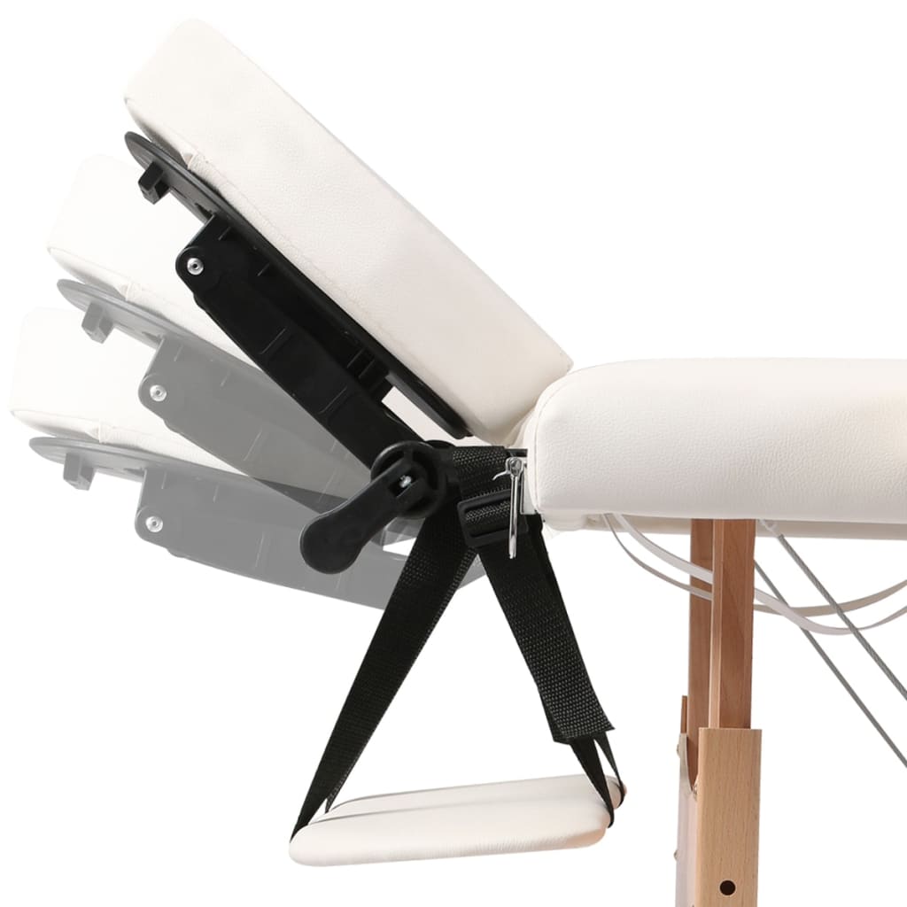 Massageliege Klappbar 3-Zonen mit Holzgestell Cremeweiß - Premium Massagetische - Just €213.92! Shop now at homesales4u