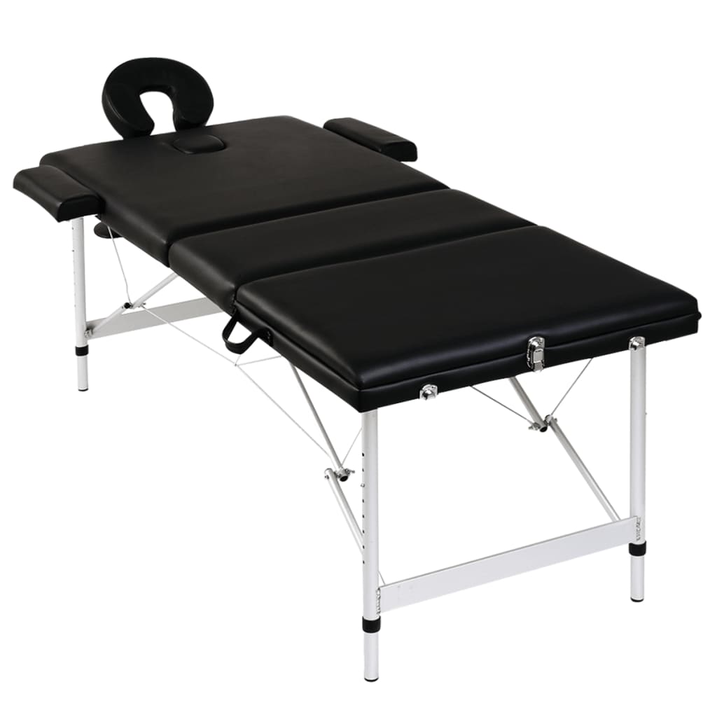 Massagetisch mit Aluminiumrahmen, faltbar 3 Zonen Schwarz - Premium Massagetische - Just €221.51! Shop now at homesales4u