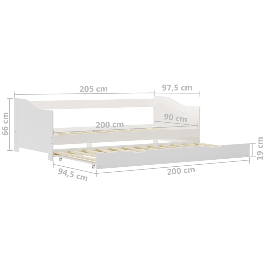 Ausziehsofa Bettgestell Weiß Kiefernholz 90×200 cm - Premium Betten & Bettgestelle - Just €288.40! Shop now at homesales4u