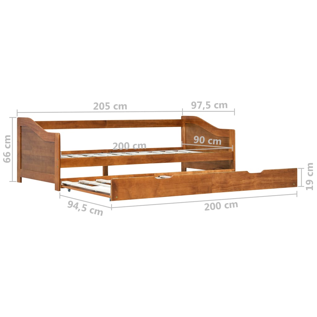 Ausziehsofa Bettgestell Honigbraun Kiefernholz 90×200 cm - Premium Betten & Bettgestelle - Just €304.54! Shop now at homesales4u
