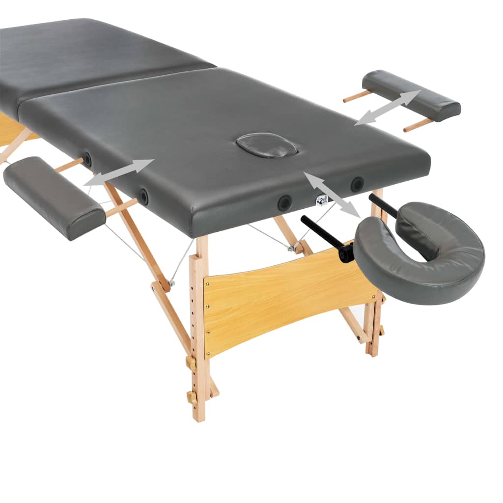Massagetisch mit 2 Zonen Holzrahmen Anthrazit 186×68 cm - Premium Massagetische - Just €177.92! Shop now at homesales4u