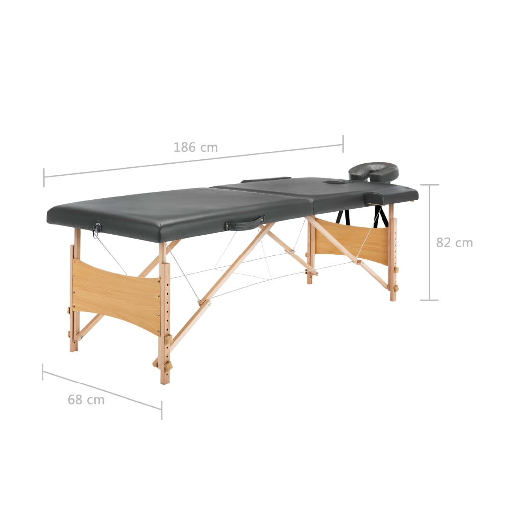 Massagetisch mit 2 Zonen Holzrahmen Anthrazit 186×68 cm - Premium Massagetische - Just €177.92! Shop now at homesales4u
