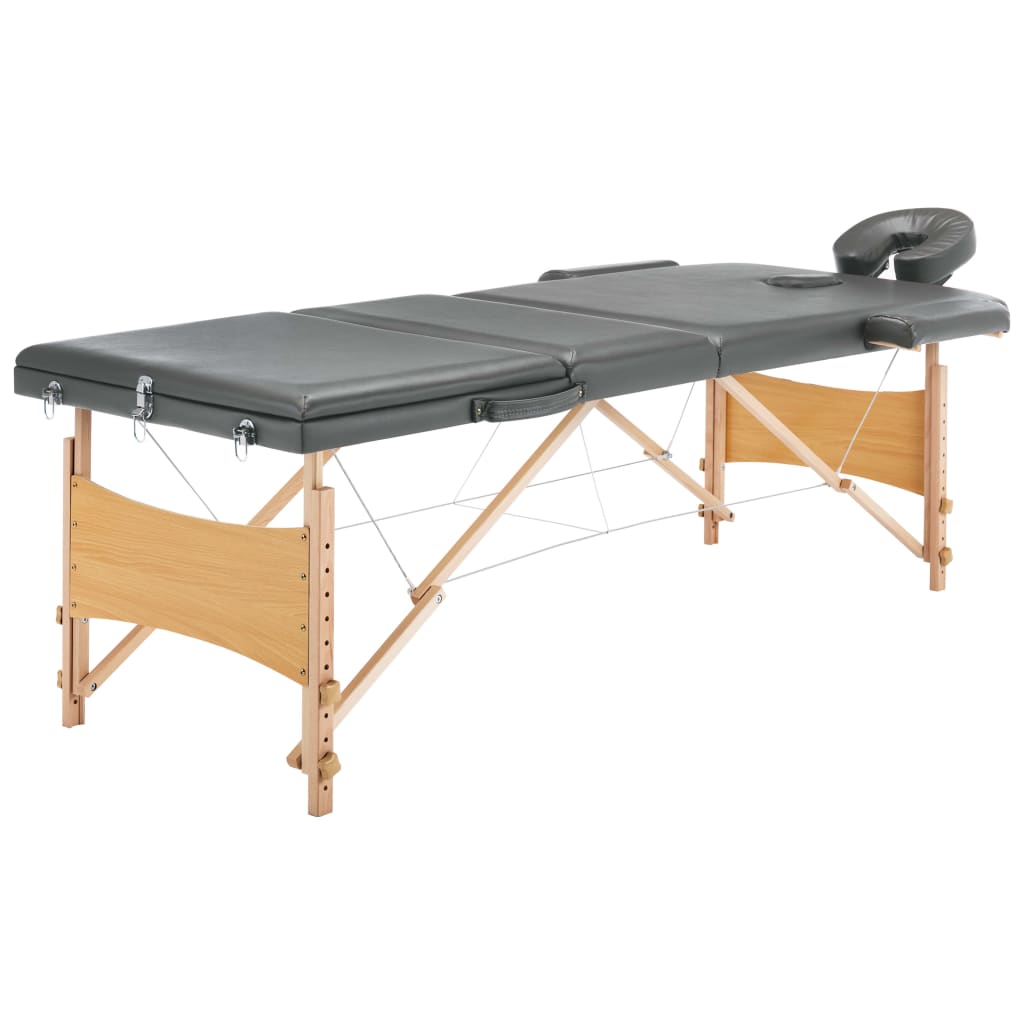 Massageliege 3-Zonen Holzgestell Anthrazit 186x68 cm - Premium Massagetische - Just €203.11! Shop now at homesales4u