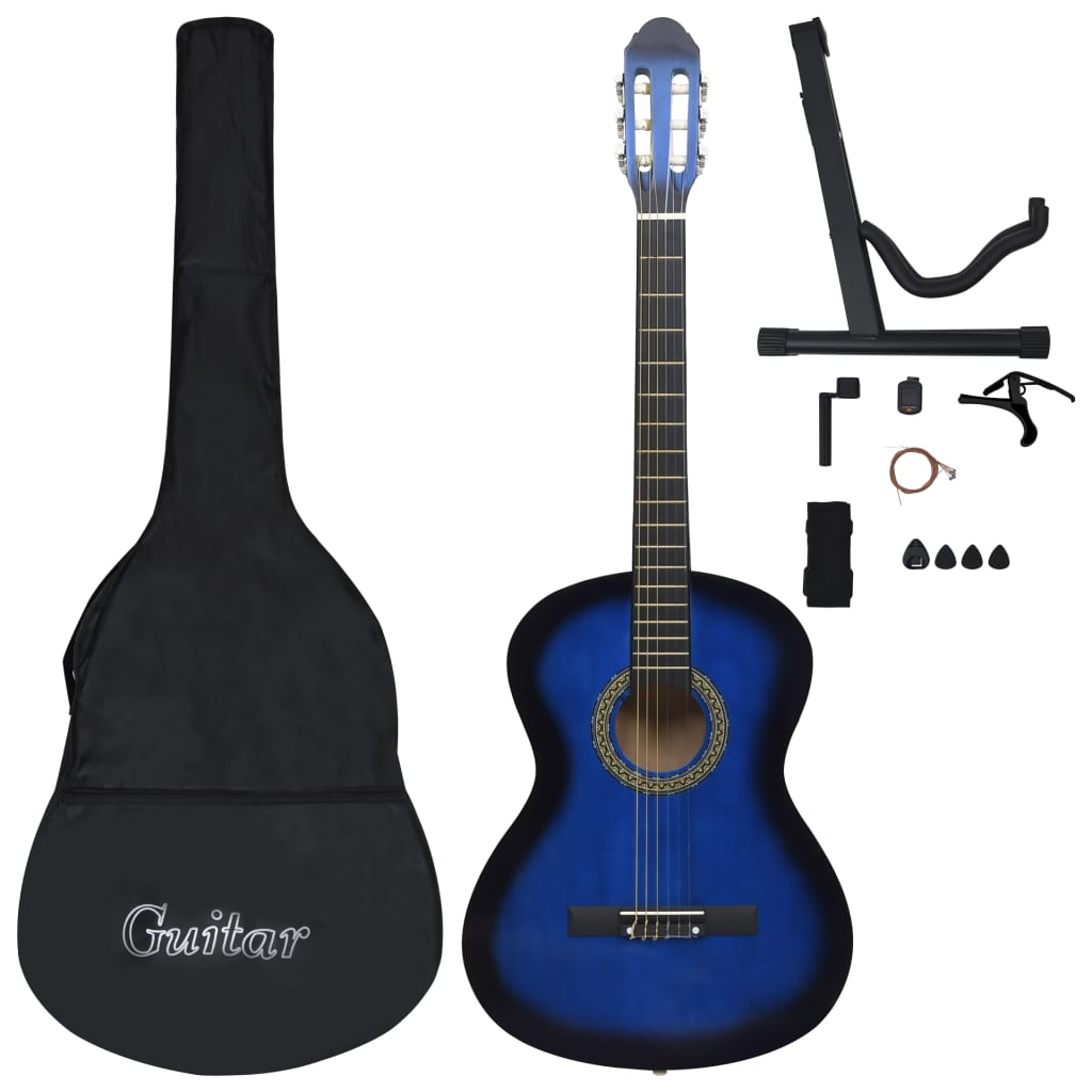 12-tlg. Klassikgitarren-Set für Anfänger Blau 4/4 39" - Premium Gitarren - Just €106.37! Shop now at homesales4u
