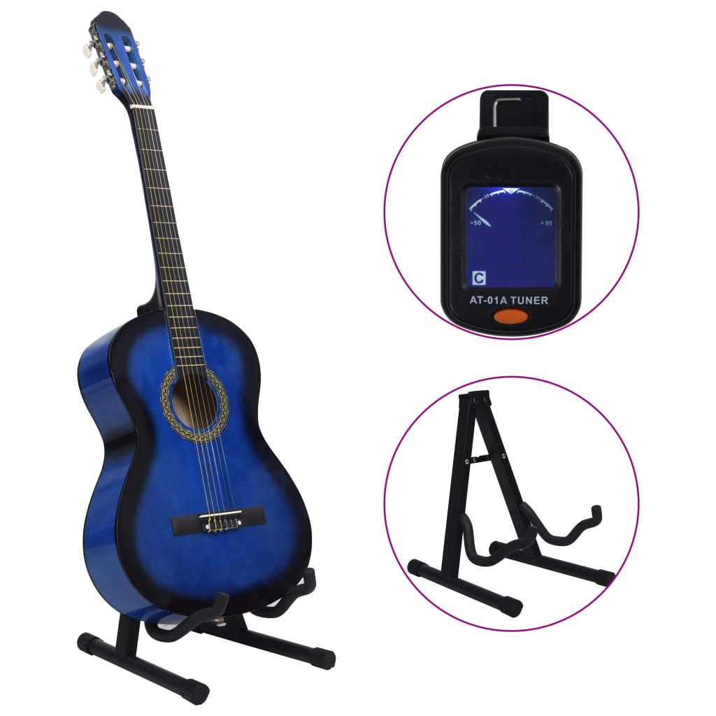12-tlg. Klassikgitarren-Set für Anfänger Blau 4/4 39" - Premium Gitarren - Just €106.37! Shop now at homesales4u