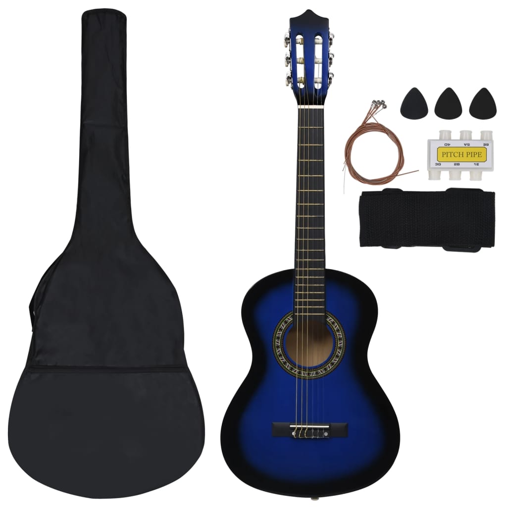 8-tlg. Klassische Gitarre Set für Anfänger Blau 1/2 34" - Premium Gitarren - Just €76.96! Shop now at homesales4u