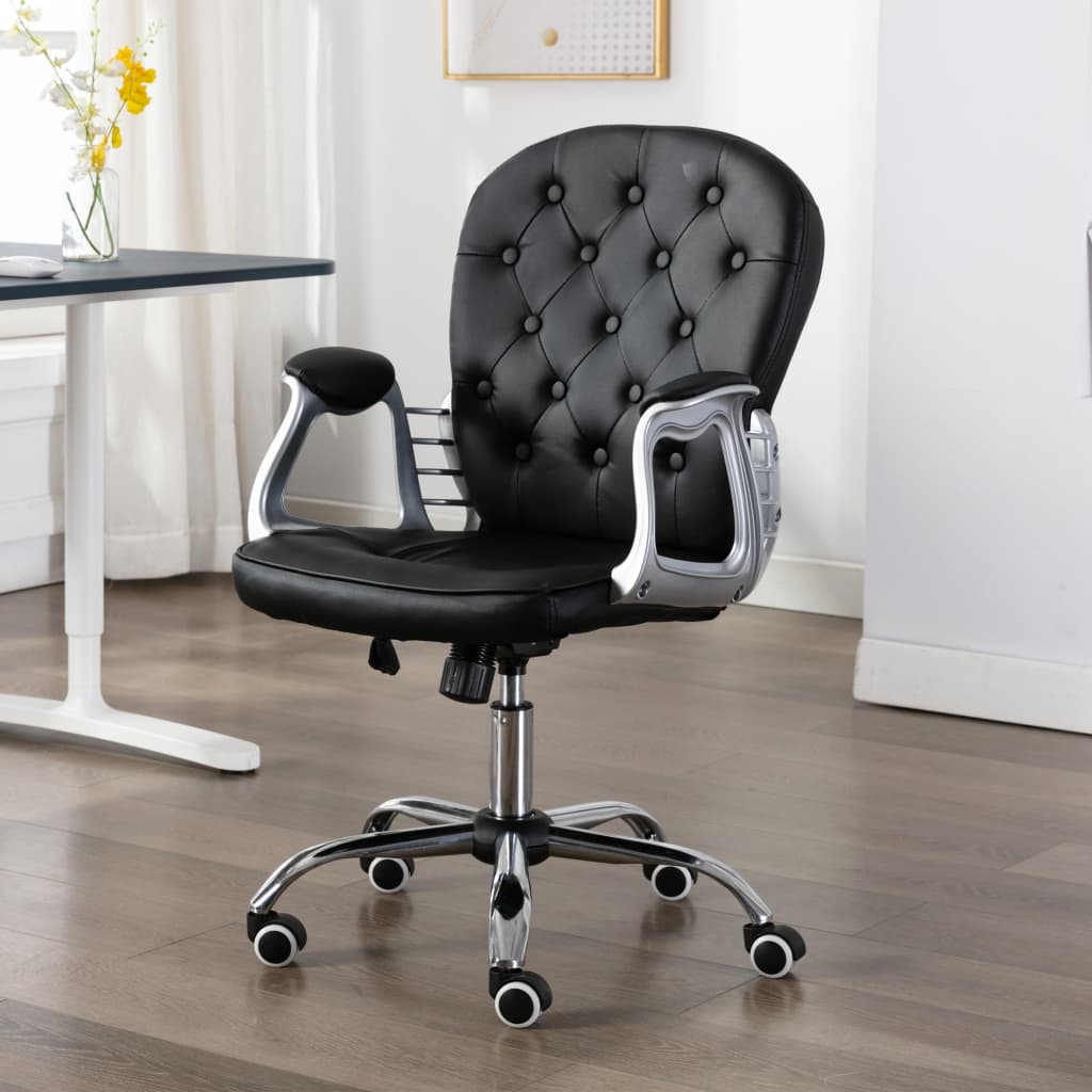 Bürodrehstuhl Schwarz Kunstleder - Premium Bürostühle - Just €145.38! Shop now at homesales4u