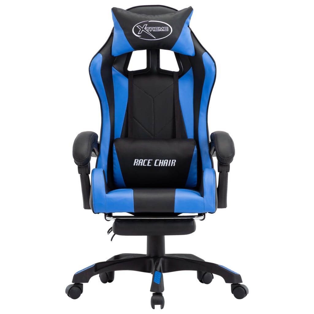 Gaming-Stuhl mit Fußstütze Blau und Schwarz Kunstleder - Premium Bürostühle - Just €235.71! Shop now at homesales4u