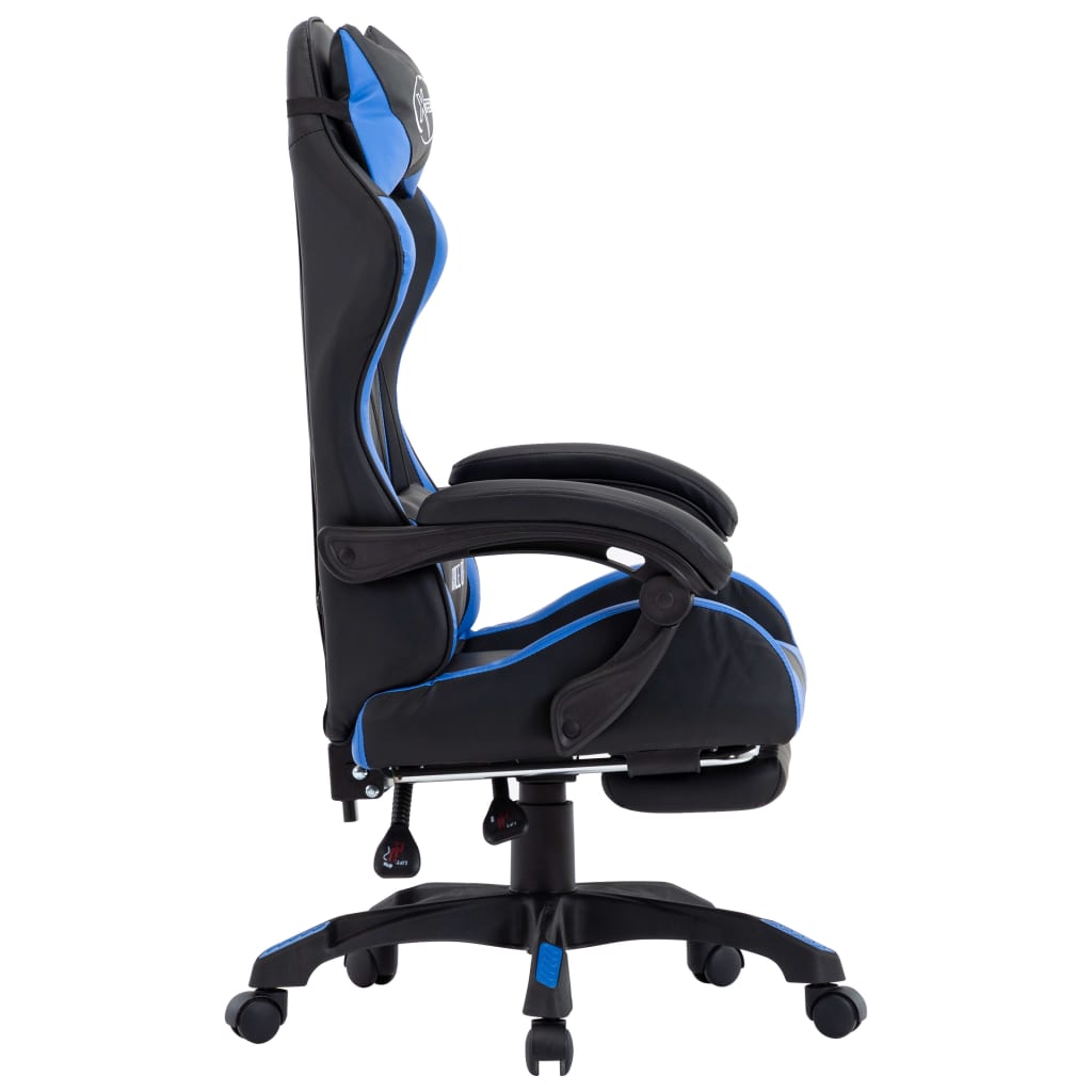 Gaming-Stuhl mit Fußstütze Blau und Schwarz Kunstleder - Premium Bürostühle - Just €235.71! Shop now at homesales4u