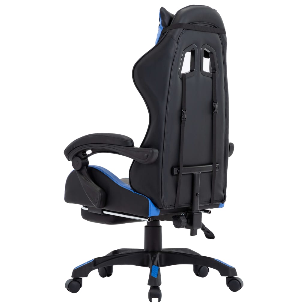 Gaming-Stuhl mit Fußstütze Blau und Schwarz Kunstleder - Premium Bürostühle - Just €235.71! Shop now at homesales4u