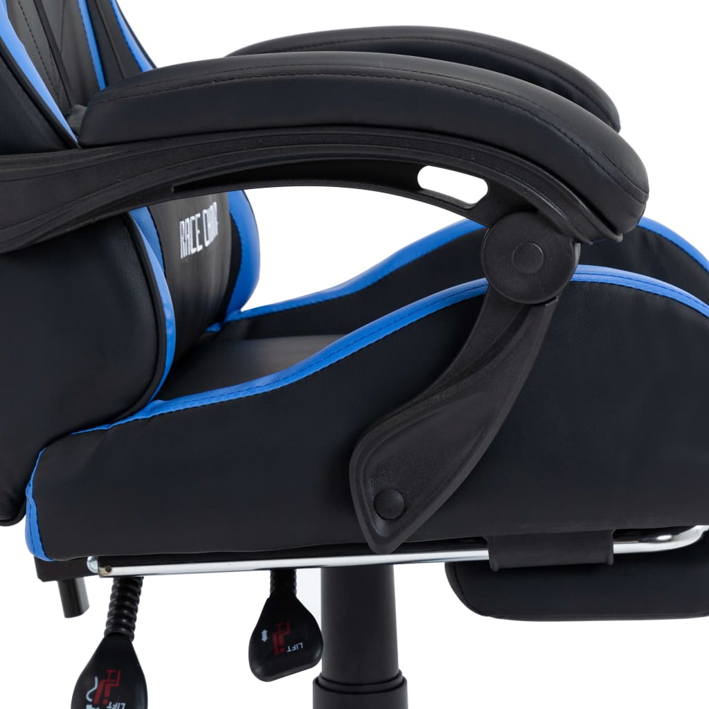 Gaming-Stuhl mit Fußstütze Blau und Schwarz Kunstleder - Premium Bürostühle - Just €235.71! Shop now at homesales4u