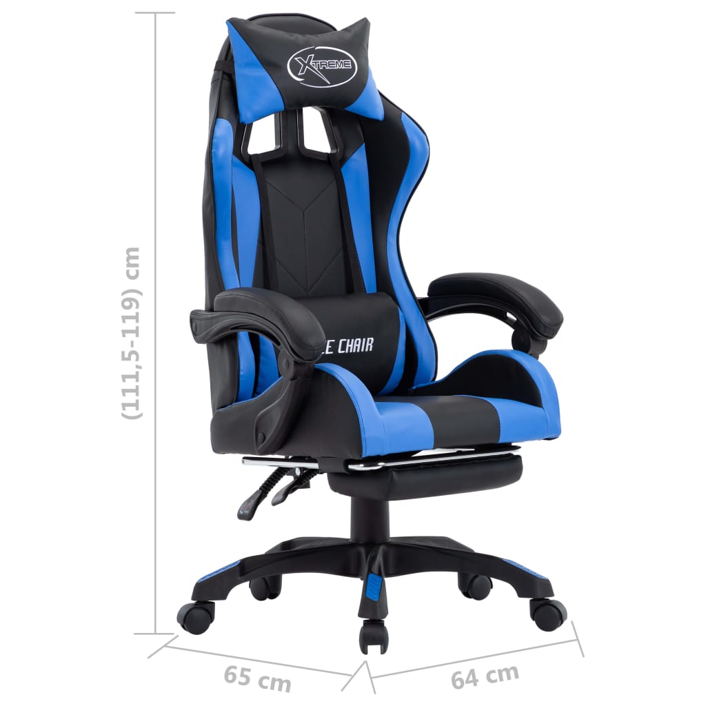 Gaming-Stuhl mit Fußstütze Blau und Schwarz Kunstleder - Premium Bürostühle - Just €235.71! Shop now at homesales4u