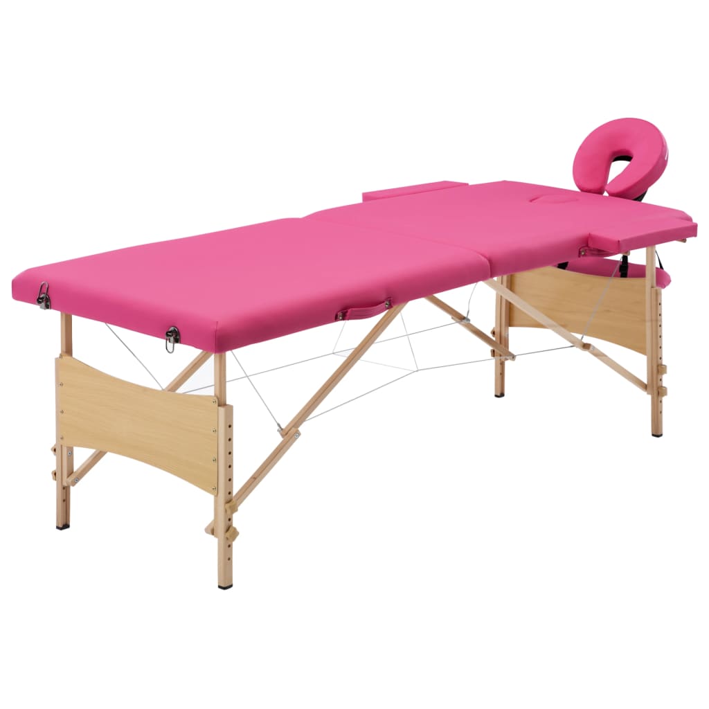 Massageliege Klappbar 2-Zonen mit Holzgestell Rosa - Premium Massagetische - Just €189.76! Shop now at homesales4u