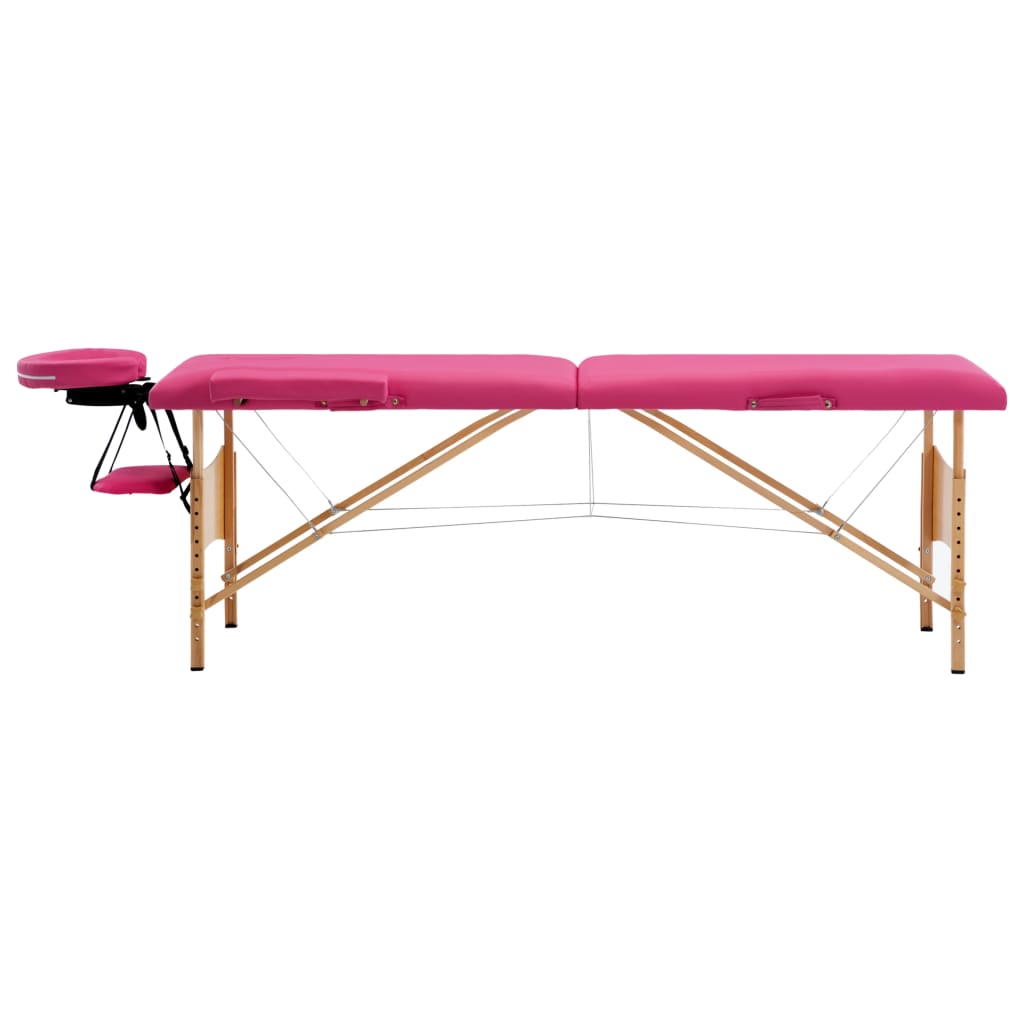 Massageliege Klappbar 2-Zonen mit Holzgestell Rosa - Premium Massagetische - Just €189.76! Shop now at homesales4u