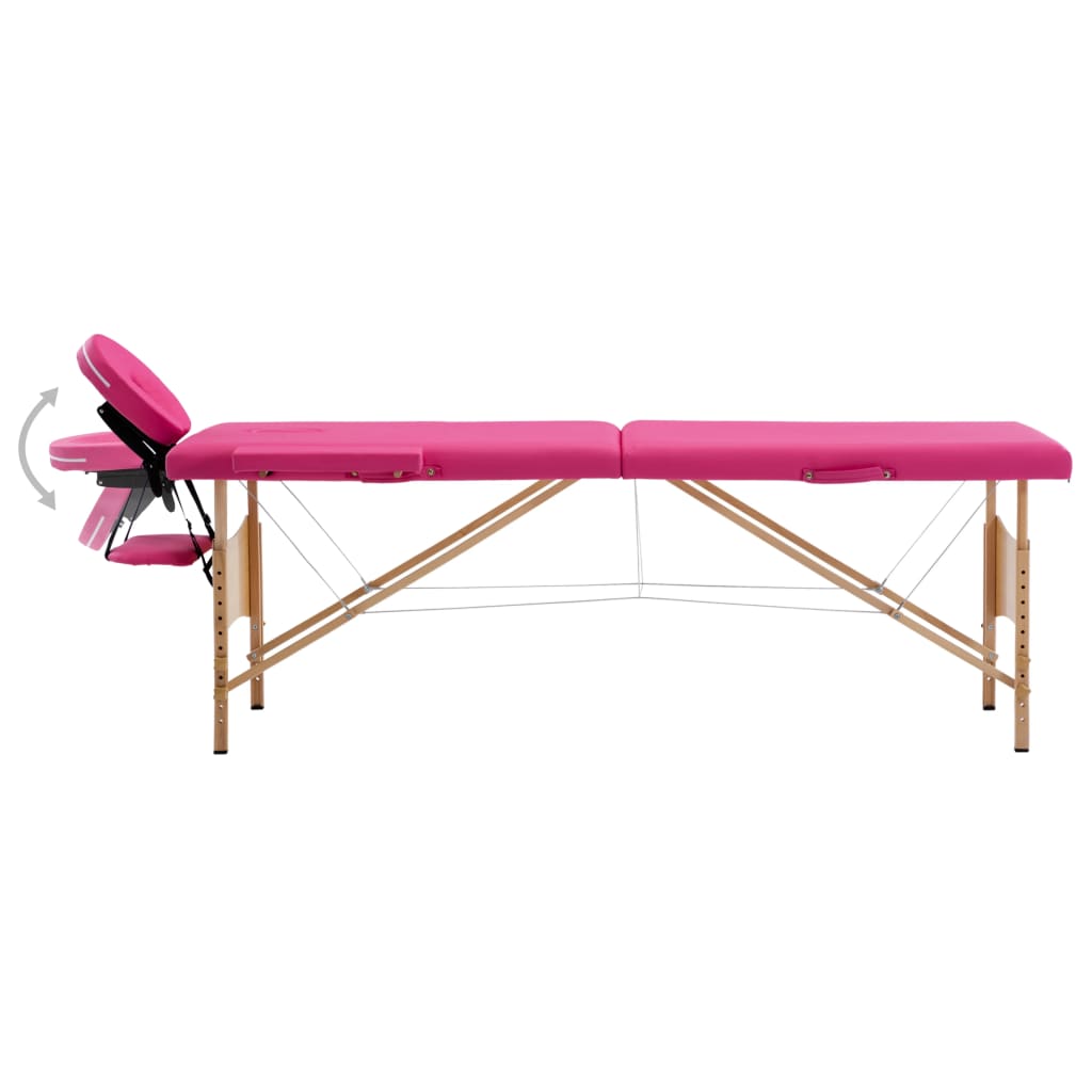Massageliege Klappbar 2-Zonen mit Holzgestell Rosa - Premium Massagetische - Just €189.76! Shop now at homesales4u