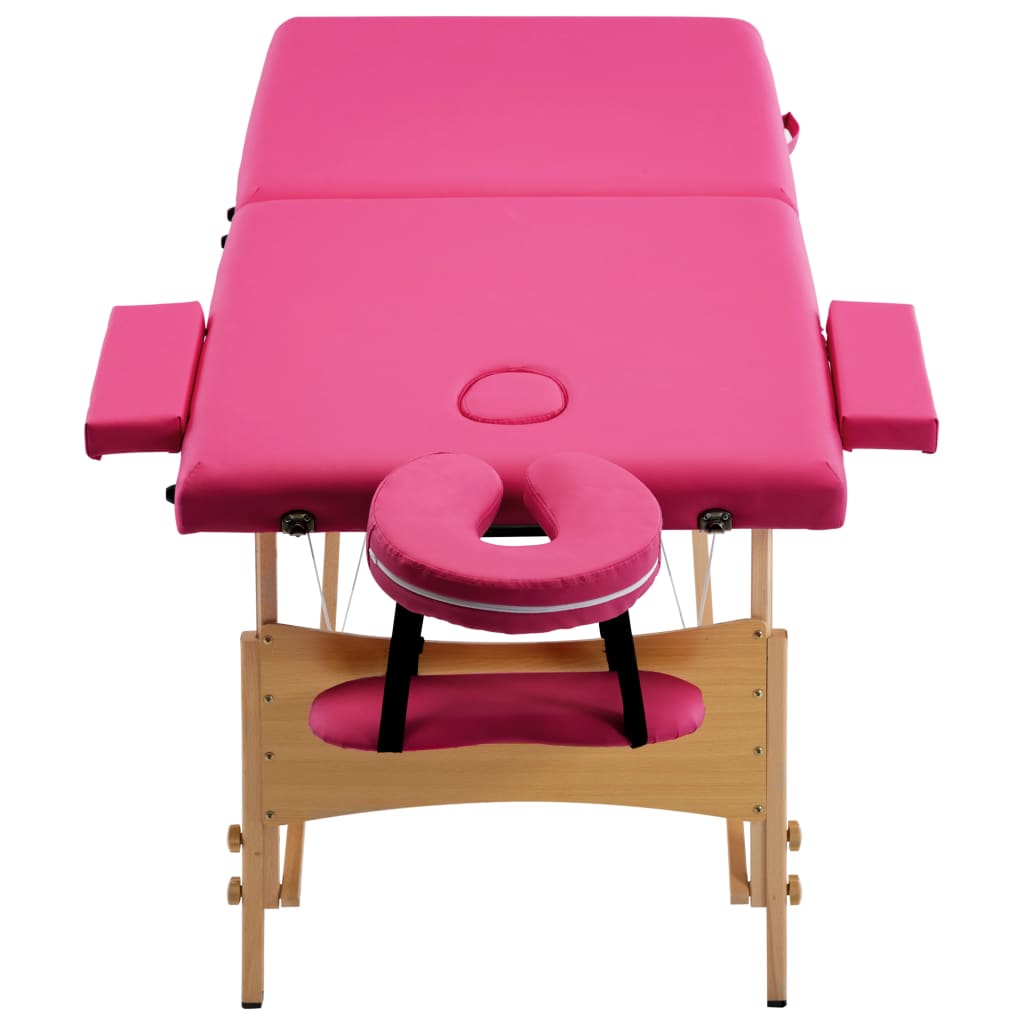 Massageliege Klappbar 2-Zonen mit Holzgestell Rosa - Premium Massagetische - Just €189.76! Shop now at homesales4u