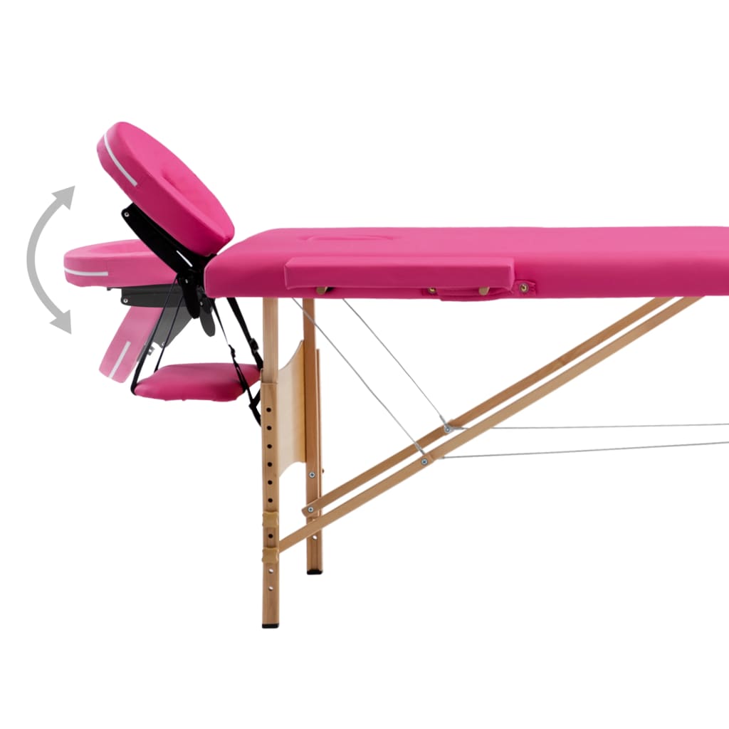 Massageliege Klappbar 2-Zonen mit Holzgestell Rosa - Premium Massagetische - Just €189.76! Shop now at homesales4u