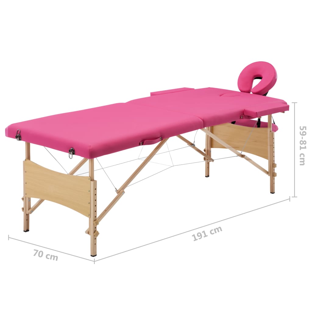 Massageliege Klappbar 2-Zonen mit Holzgestell Rosa - Premium Massagetische - Just €189.76! Shop now at homesales4u