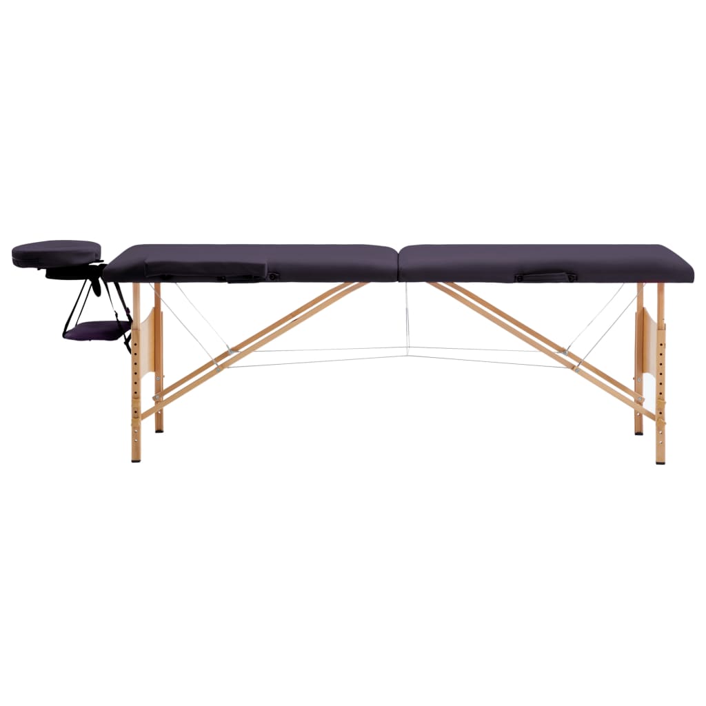 Massageliege Klappbar 2-Zonen mit Holzgestell Lila - Premium Massagetische - Just €205.29! Shop now at homesales4u