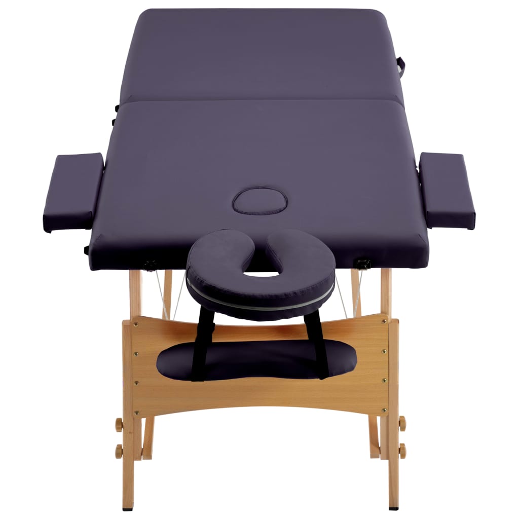 Massageliege Klappbar 2-Zonen mit Holzgestell Lila - Premium Massagetische - Just €205.29! Shop now at homesales4u