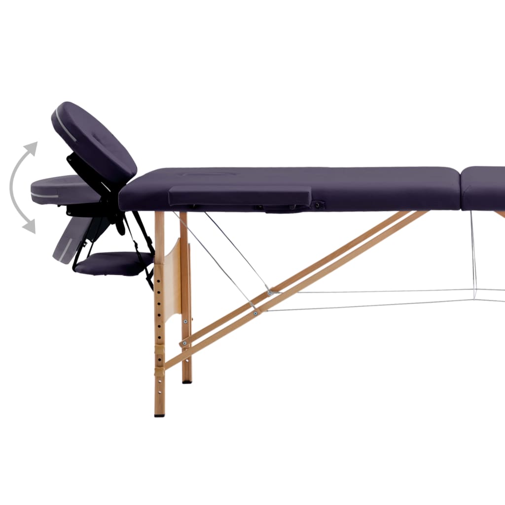 Massageliege Klappbar 2-Zonen mit Holzgestell Lila - Premium Massagetische - Just €205.29! Shop now at homesales4u
