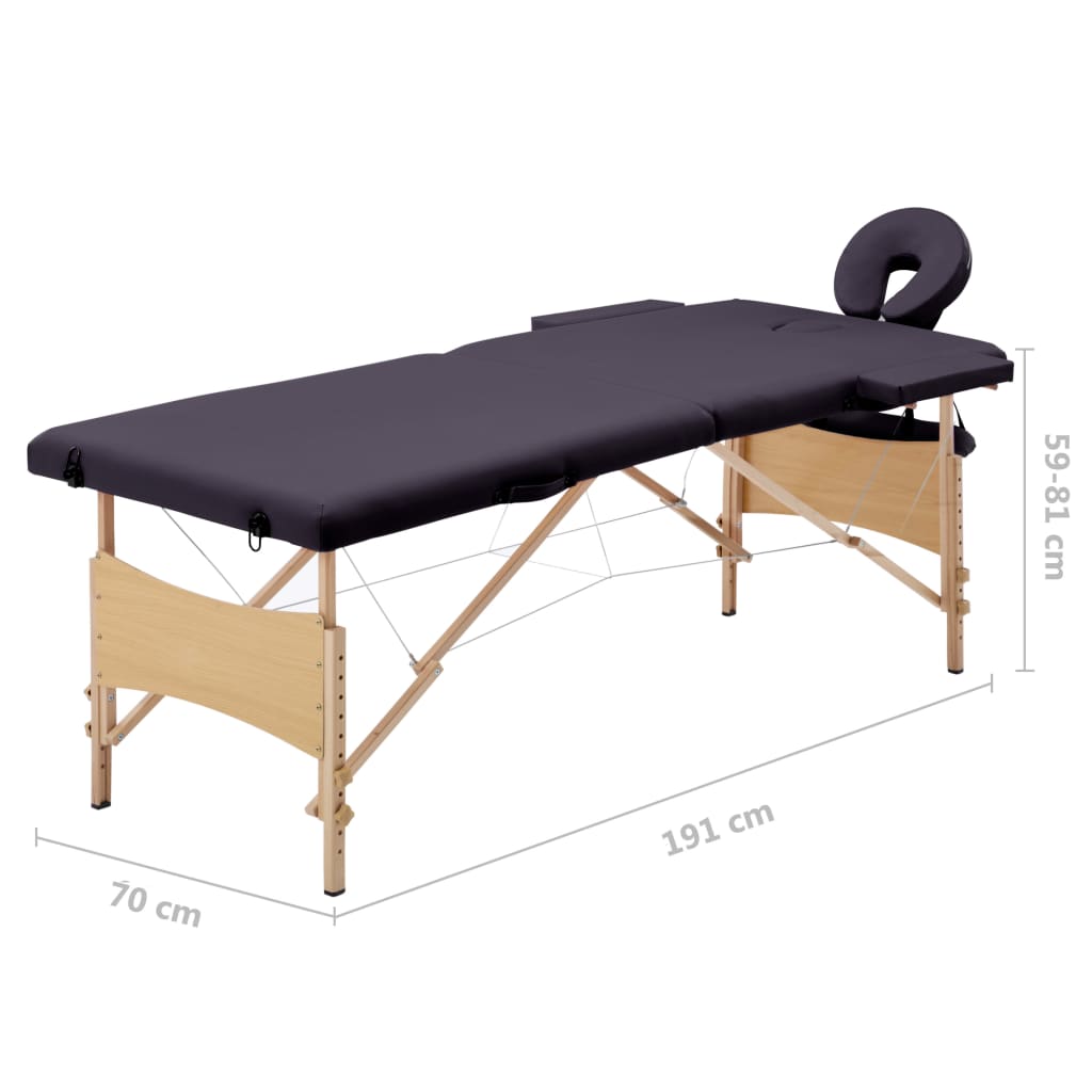 Massageliege Klappbar 2-Zonen mit Holzgestell Lila - Premium Massagetische - Just €205.29! Shop now at homesales4u
