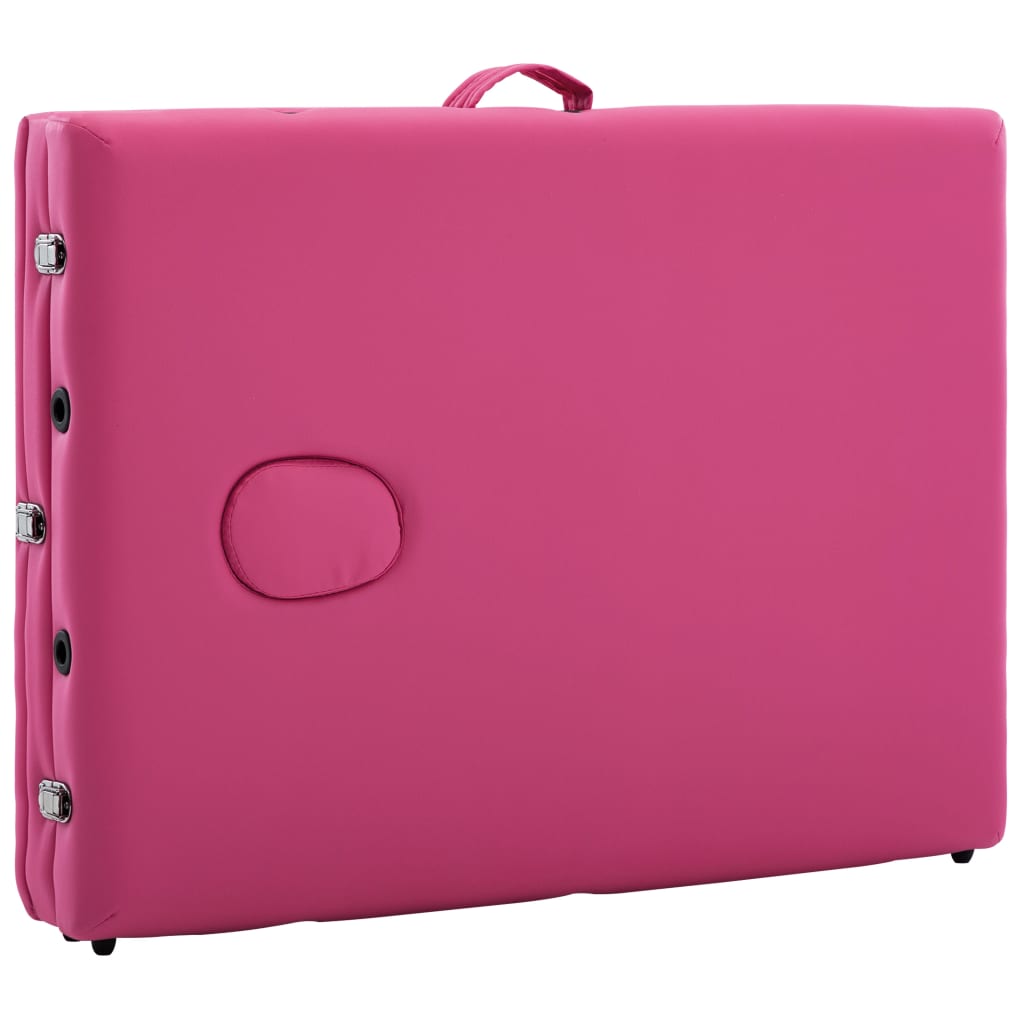 Massageliege Klappbar 3-Zonen mit Holzgestell Rosa - Premium Massagetische - Just €214.56! Shop now at homesales4u