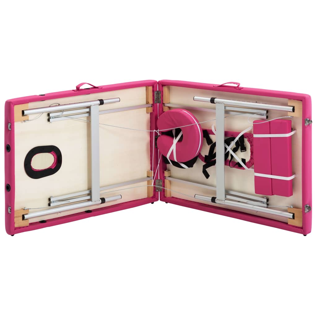 Massageliege Klappbar 2-Zonen mit Aluminiumgestell Rosa - Premium Massagetische - Just €176.29! Shop now at homesales4u