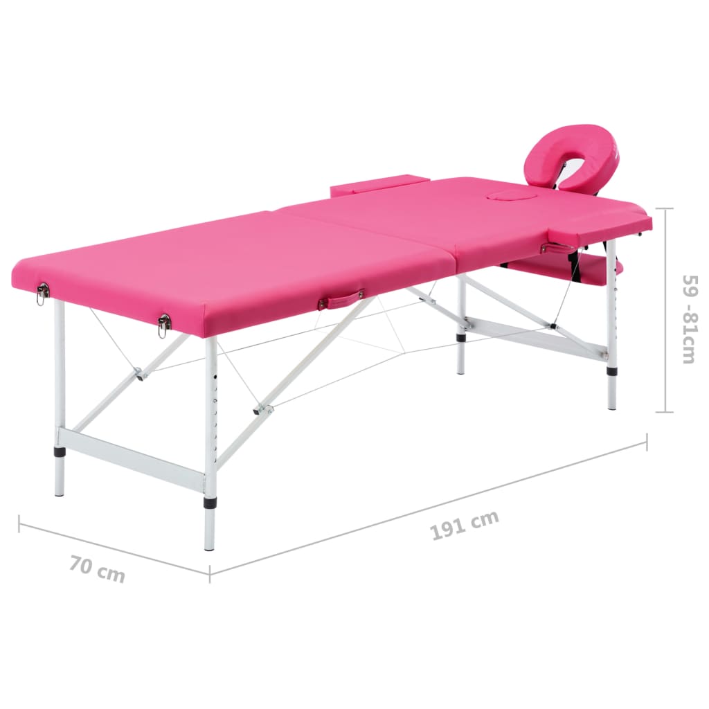 Massageliege Klappbar 2-Zonen mit Aluminiumgestell Rosa - Premium Massagetische - Just €176.29! Shop now at homesales4u