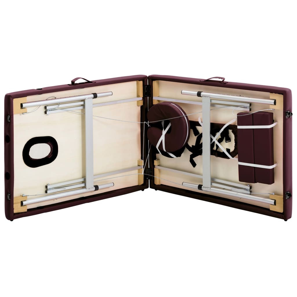 Massageliege Klappbar 2-Zonen Aluminiumgestell Bordeaux-Lila - Premium Massagetische - Just €198.77! Shop now at homesales4u