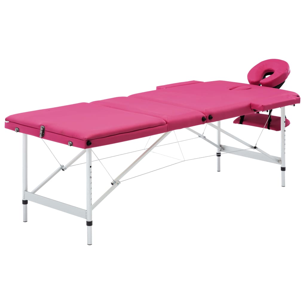 Massageliege Klappbar 3-Zonen mit Aluminiumgestell Rosa - Premium Massagetische - Just €208.16! Shop now at homesales4u