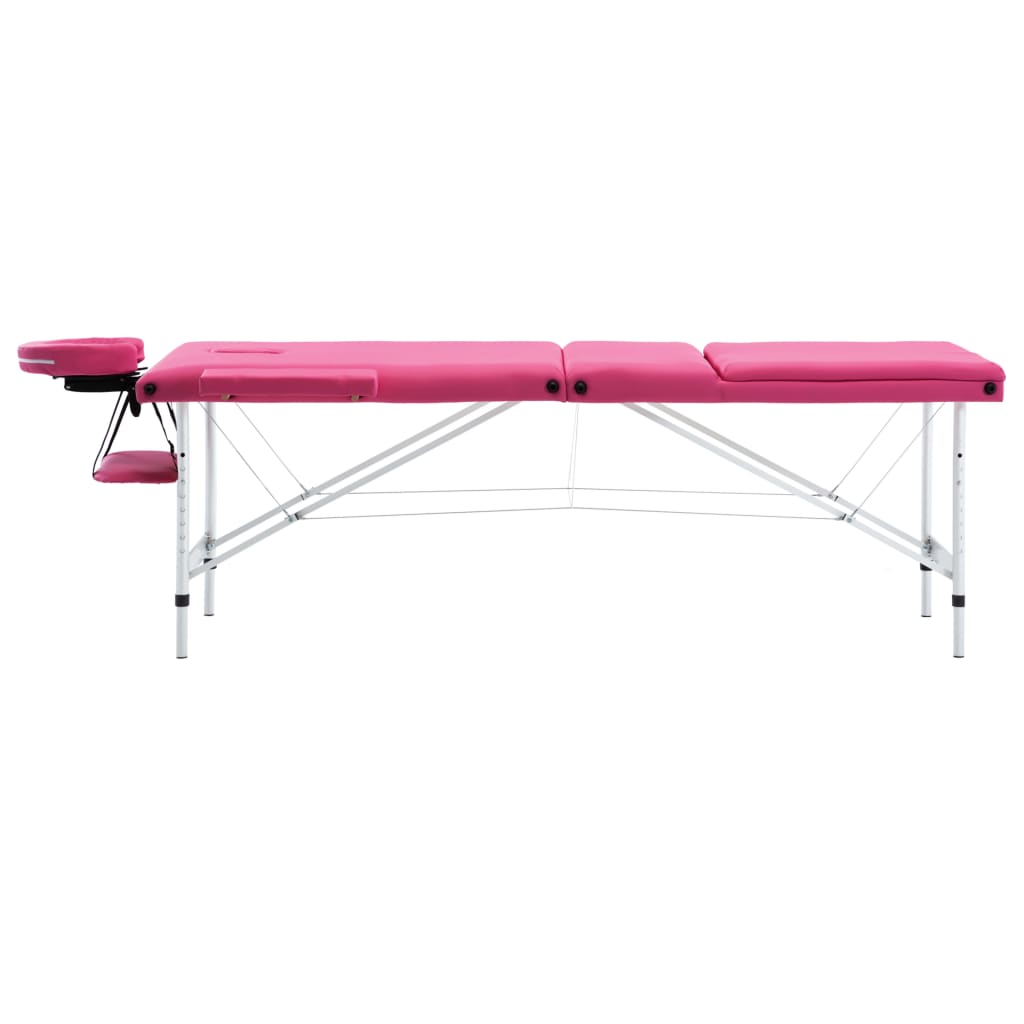 Massageliege Klappbar 3-Zonen mit Aluminiumgestell Rosa - Premium Massagetische - Just €208.16! Shop now at homesales4u