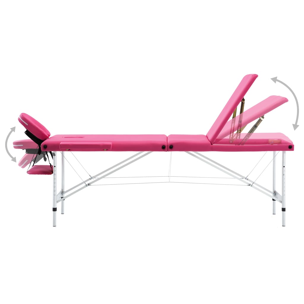 Massageliege Klappbar 3-Zonen mit Aluminiumgestell Rosa - Premium Massagetische - Just €208.16! Shop now at homesales4u