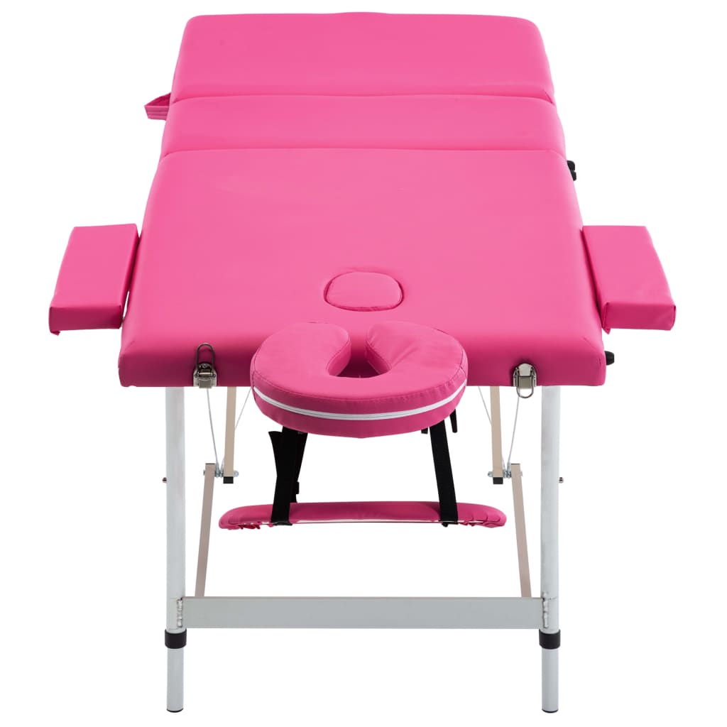 Massageliege Klappbar 3-Zonen mit Aluminiumgestell Rosa - Premium Massagetische - Just €208.16! Shop now at homesales4u