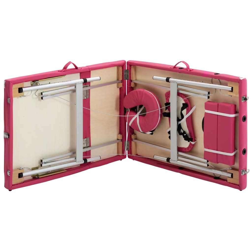 Massageliege Klappbar 3-Zonen mit Aluminiumgestell Rosa - Premium Massagetische - Just €208.16! Shop now at homesales4u