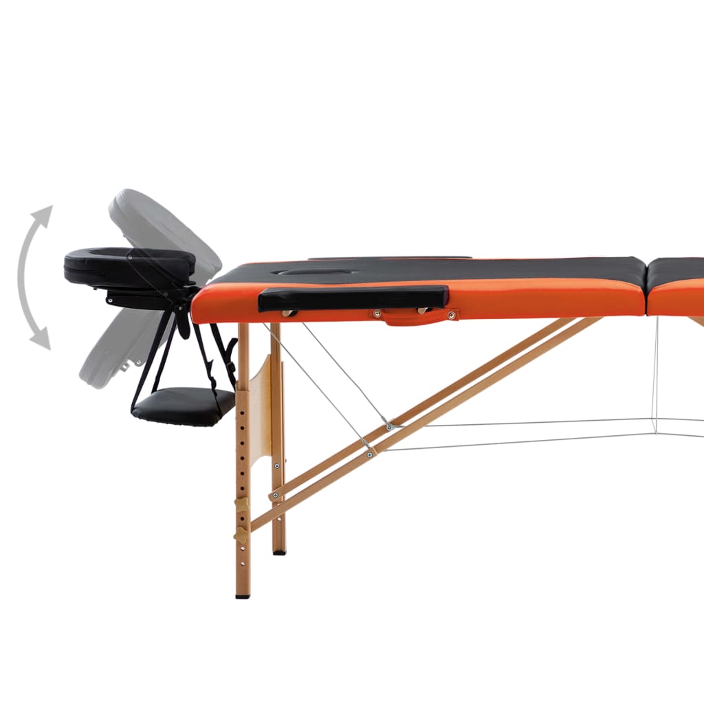 Massageliege Klappbar 2-Zonen Holzgestell Schwarz und Orange - Premium Massagetische - Just €181.68! Shop now at homesales4u