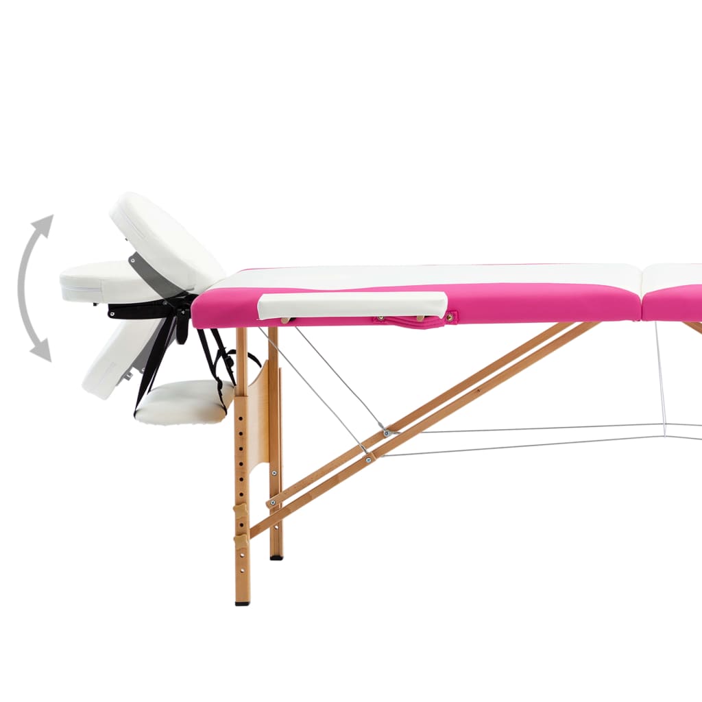 Massageliege Klappbar 2-Zonen mit Holzgestell Weiß und Rosa - Premium Massagetische - Just €182.18! Shop now at homesales4u