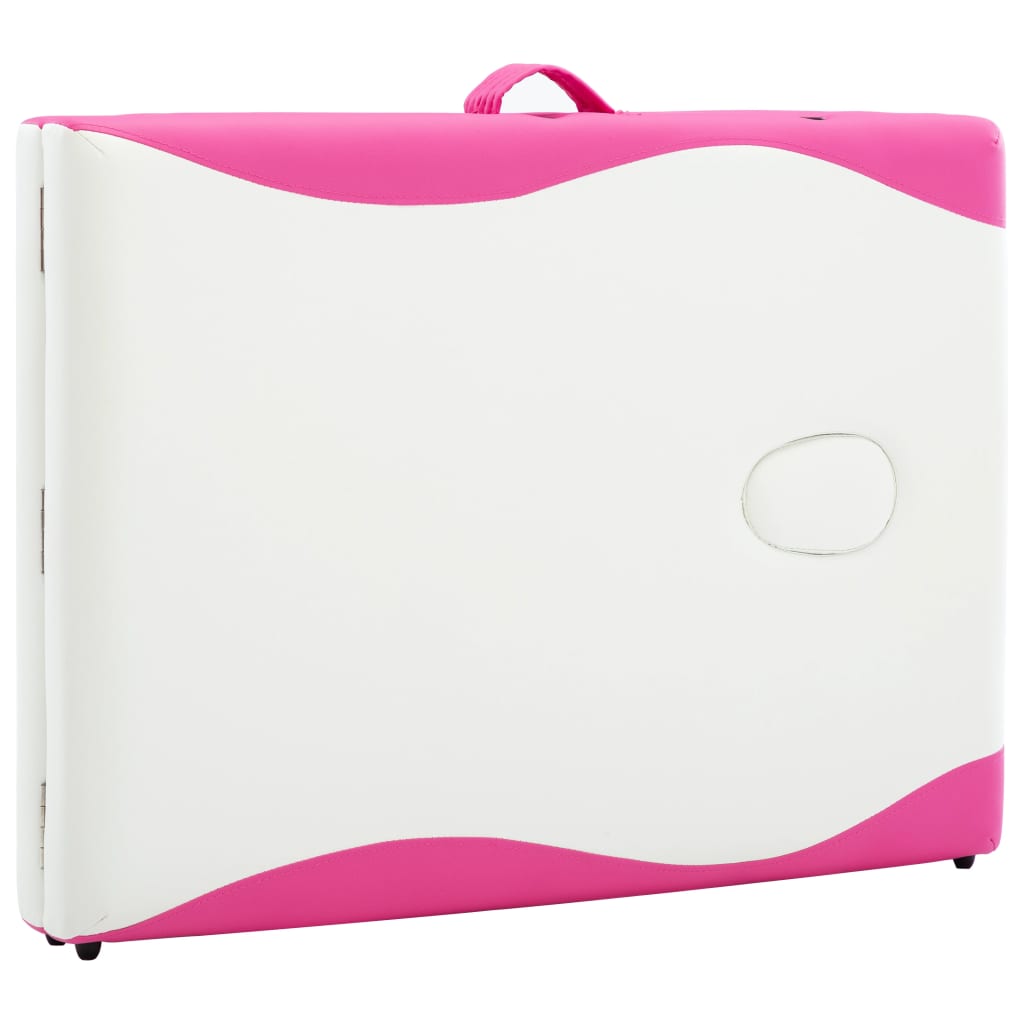 Massageliege Klappbar 2-Zonen mit Holzgestell Weiß und Rosa - Premium Massagetische - Just €182.18! Shop now at homesales4u