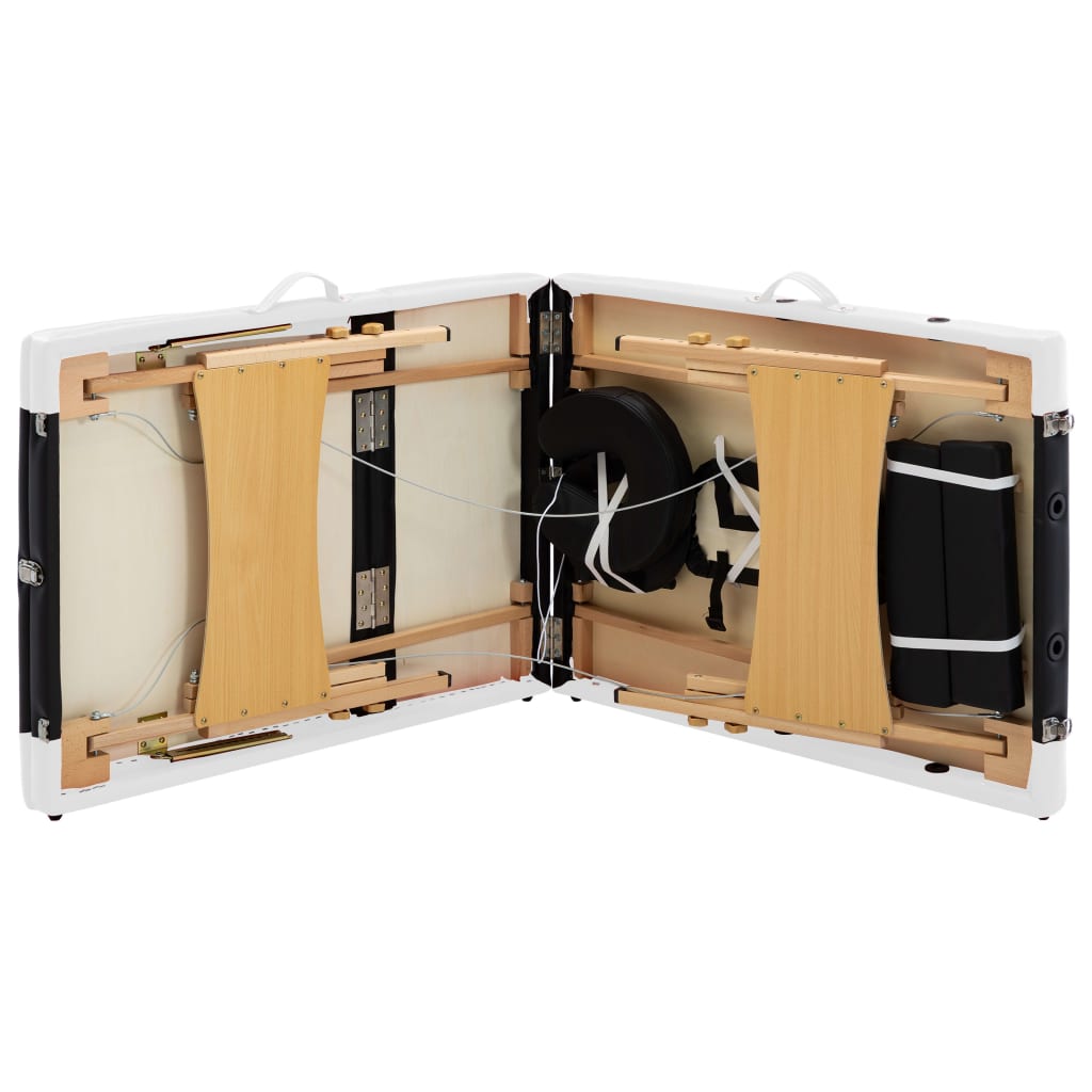 Massageliege Klappbar 3-Zonen mit Holzgestell Schwarz und Weiß - Premium Massagetische - Just €190.67! Shop now at homesales4u