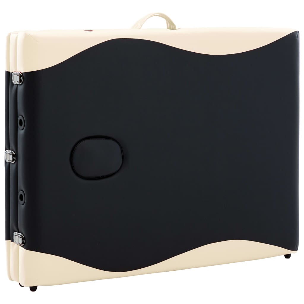 Massageliege Klappbar 3-Zonen mit Holzgestell Schwarz und Beige - Premium Massagetische - Just €191.44! Shop now at homesales4u