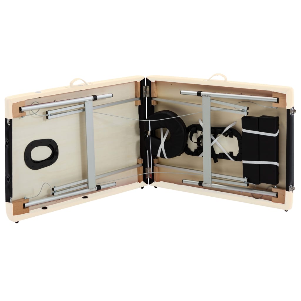 Massageliege Klappbar 2-Zonen Aluminiumgestell Schwarz Beige - Premium Massagetische - Just €182.10! Shop now at homesales4u