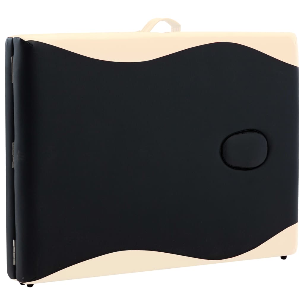 Massageliege Klappbar 2-Zonen Aluminiumgestell Schwarz Beige - Premium Massagetische - Just €182.10! Shop now at homesales4u