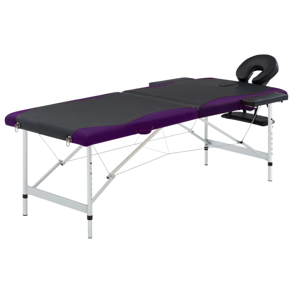 Massageliege Klappbar 2-Zonen Aluminiumgestell Schwarz und Lila - Premium Massagetische - Just €191.11! Shop now at homesales4u