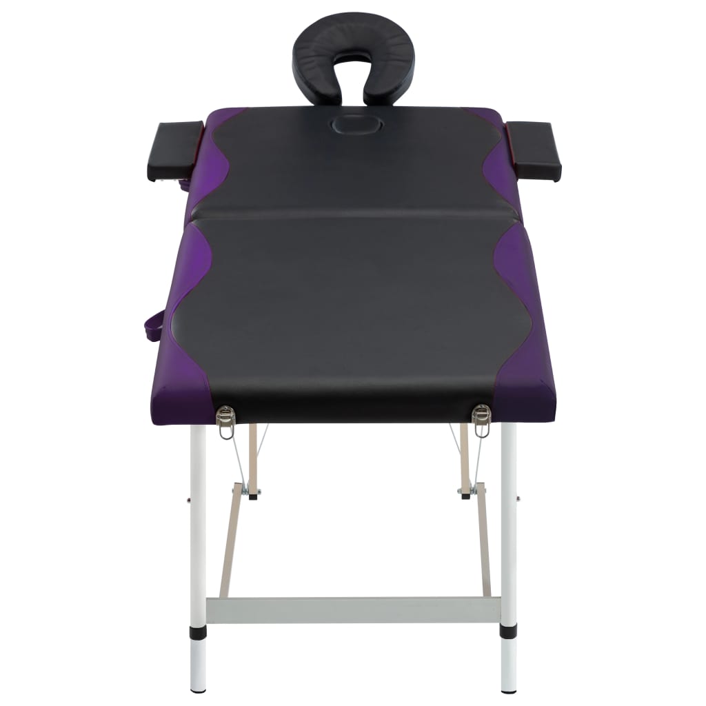 Massageliege Klappbar 2-Zonen Aluminiumgestell Schwarz und Lila - Premium Massagetische - Just €191.11! Shop now at homesales4u