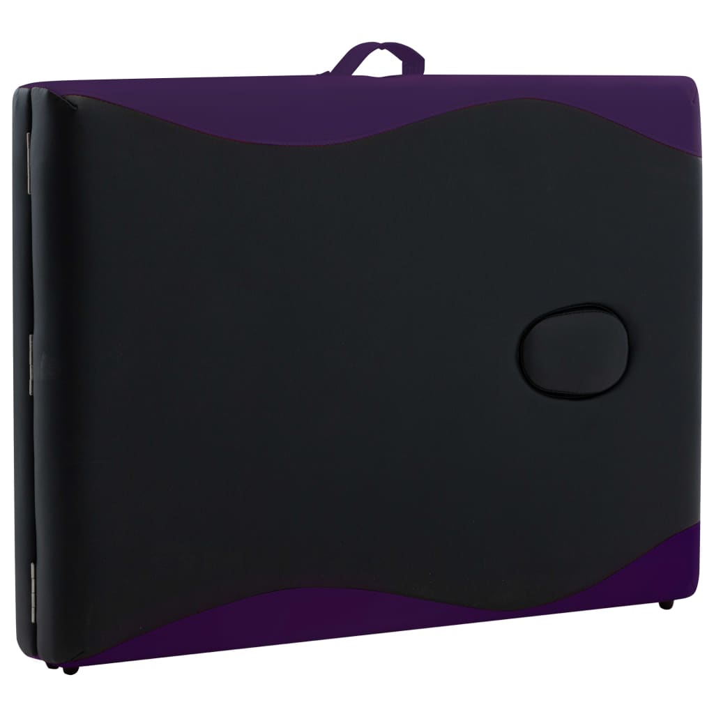 Massageliege Klappbar 2-Zonen Aluminiumgestell Schwarz und Lila - Premium Massagetische - Just €191.11! Shop now at homesales4u