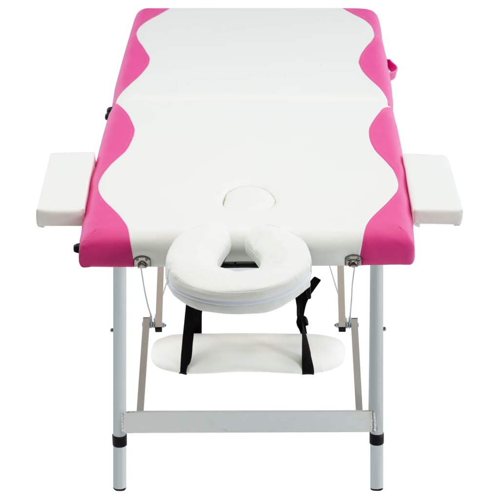Massageliege Klappbar 2-Zonen Aluminiumgestell Weiß und Rosa - Premium Massagetische - Just €185.11! Shop now at homesales4u