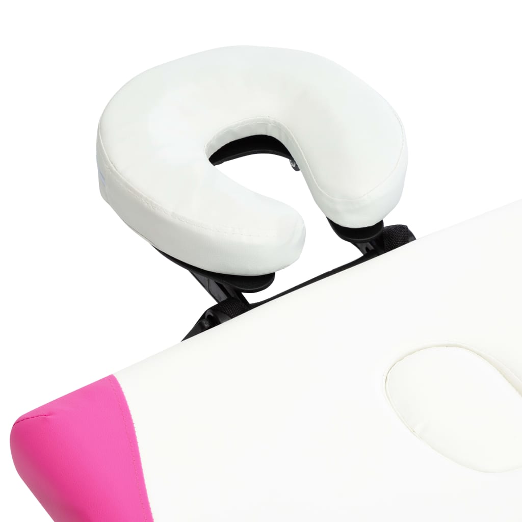 Massageliege Klappbar 2-Zonen Aluminiumgestell Weiß und Rosa - Premium Massagetische - Just €185.11! Shop now at homesales4u